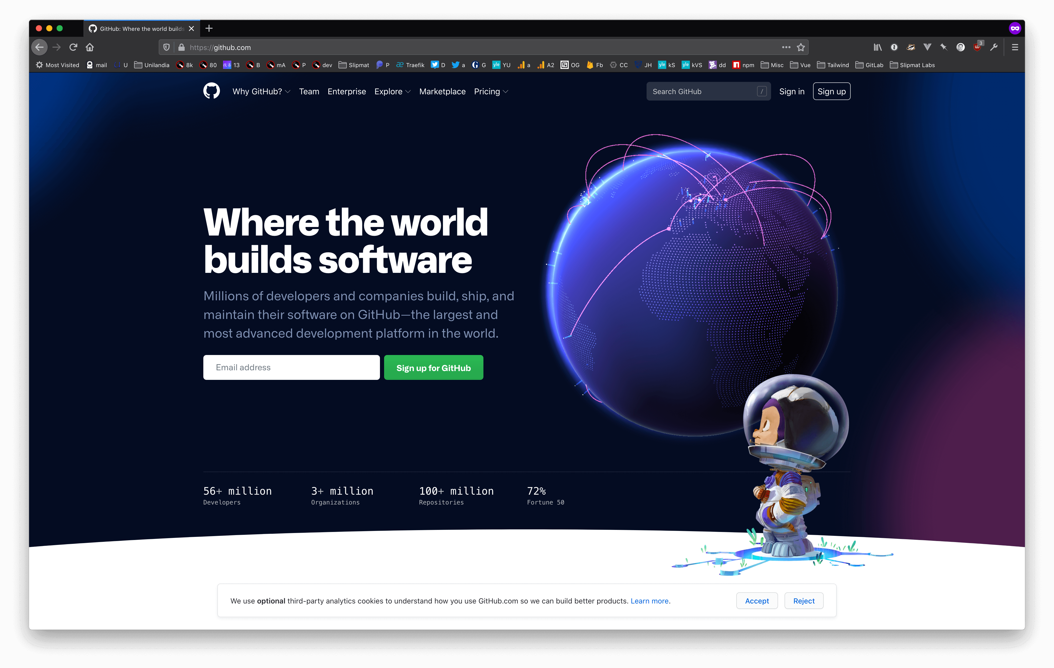 GitHub Homepage Dec 2020